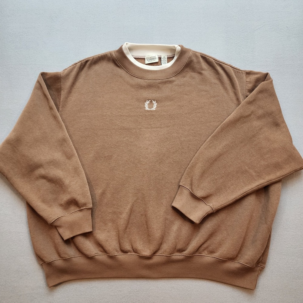 Vintage Classic Elements Woman 3X Brown Crewneck Sweatshirt Embroidered Laurel W